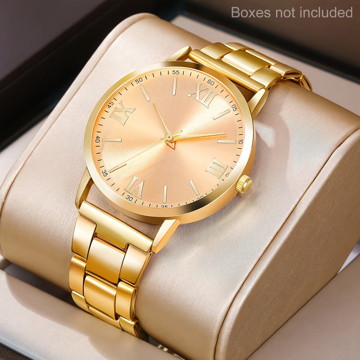 1 Conjunto de reloj de moda casual GINAVE para hombres, caja de aleación redonda, correa de acero inoxidable, alimentado por batería, no resistente al agua, accionamiento electrónico, regalo para el Día del Padre