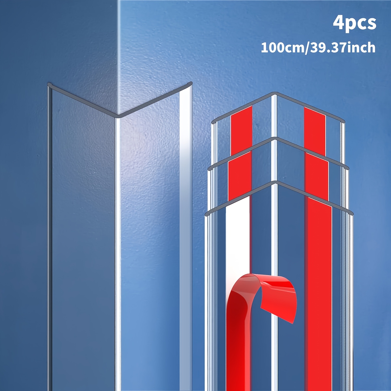 Image of 4pcs Clear Self Adhesive Wall Corner Protector Walls Edge Protector Wall Corner Guard Furniture Corner Edge Safety Bumpers Cover Pointed Furniture (4 Sizes)