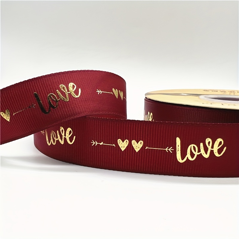 Image of 1pc 5 Yards 1 Inch 25mm Grosgrain Ribbon Printing Love Ribbon For Handmade Design Valentine's Day Wedding Christmas Decoration Jewelry Making Display And Packaging Supplies