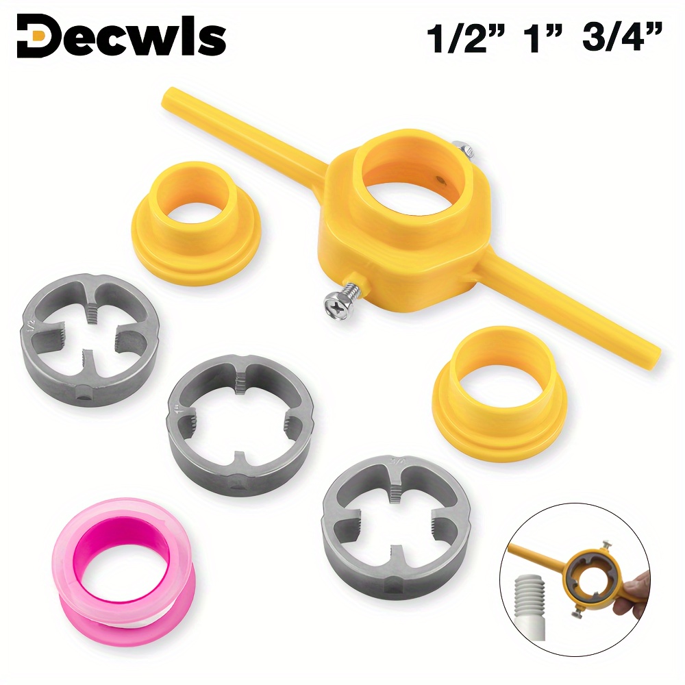 Decwls Pvc Pipe Threading Tool Set 3 Dies Plastic Steel Temu France