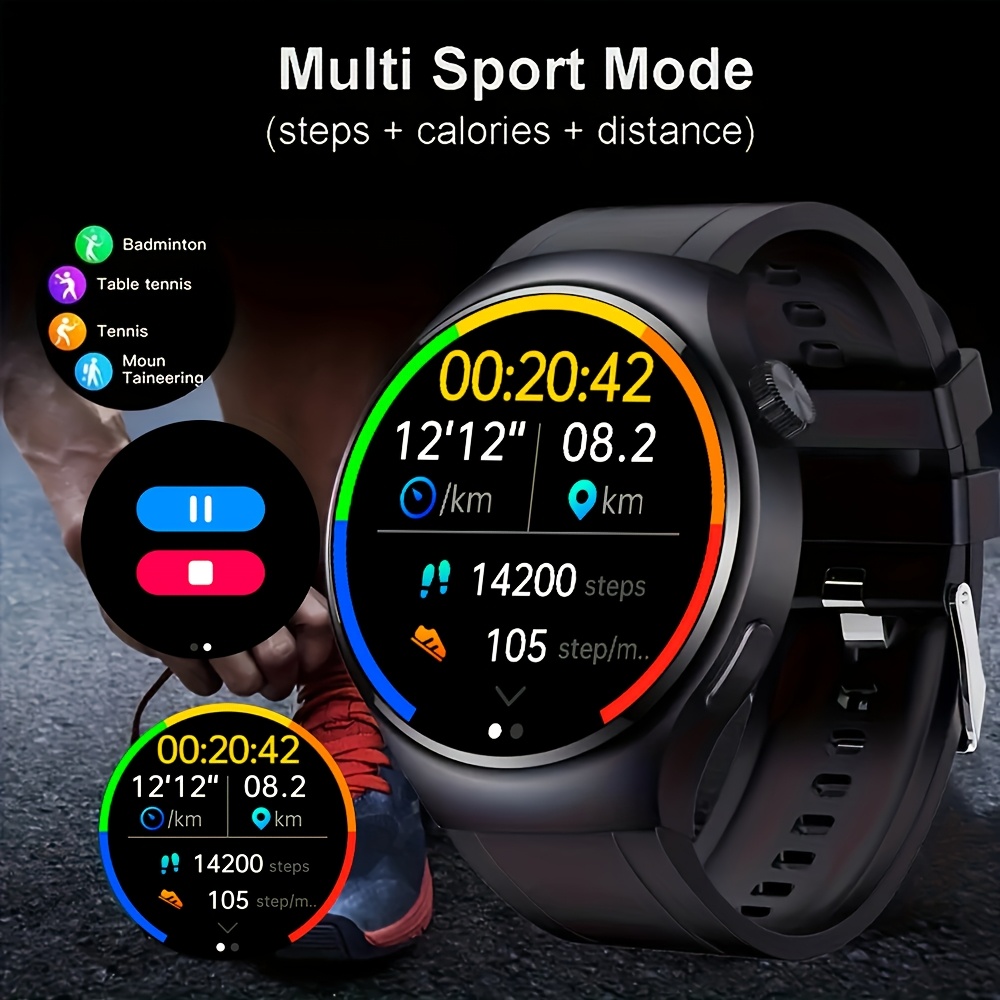 reloj inteligente deportivo para hombres   - función de   inalámbrica, pantalla hd táctil completa,   deportivos múltiples, contador de   y calorías, correa de silicona recargable por usb - regalo ideal para él, dispositivo de comunicación|reloj de cara redonda|reloj con correa de silicona