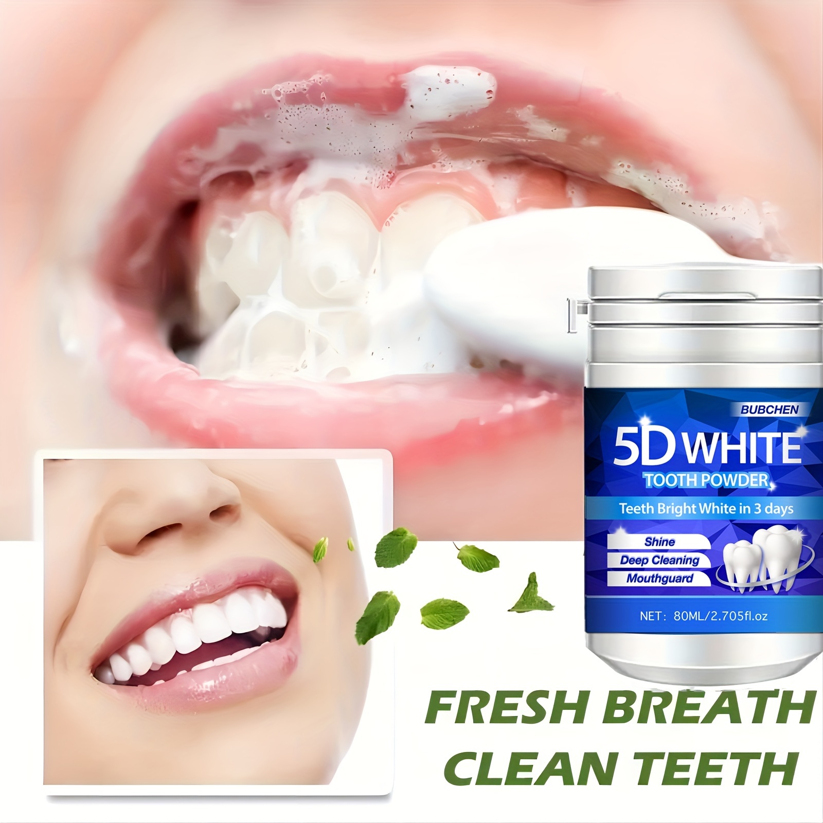 80ML Bottle of 5D Bright Toothpowder for Deep Cleaning
