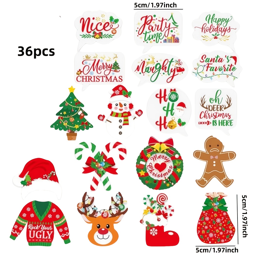 Image of 1 Set Of 36 Christmas Party Wine Glass Markers, Reusable Stickers, Glass Labels, Cocktail Glass Identifiers