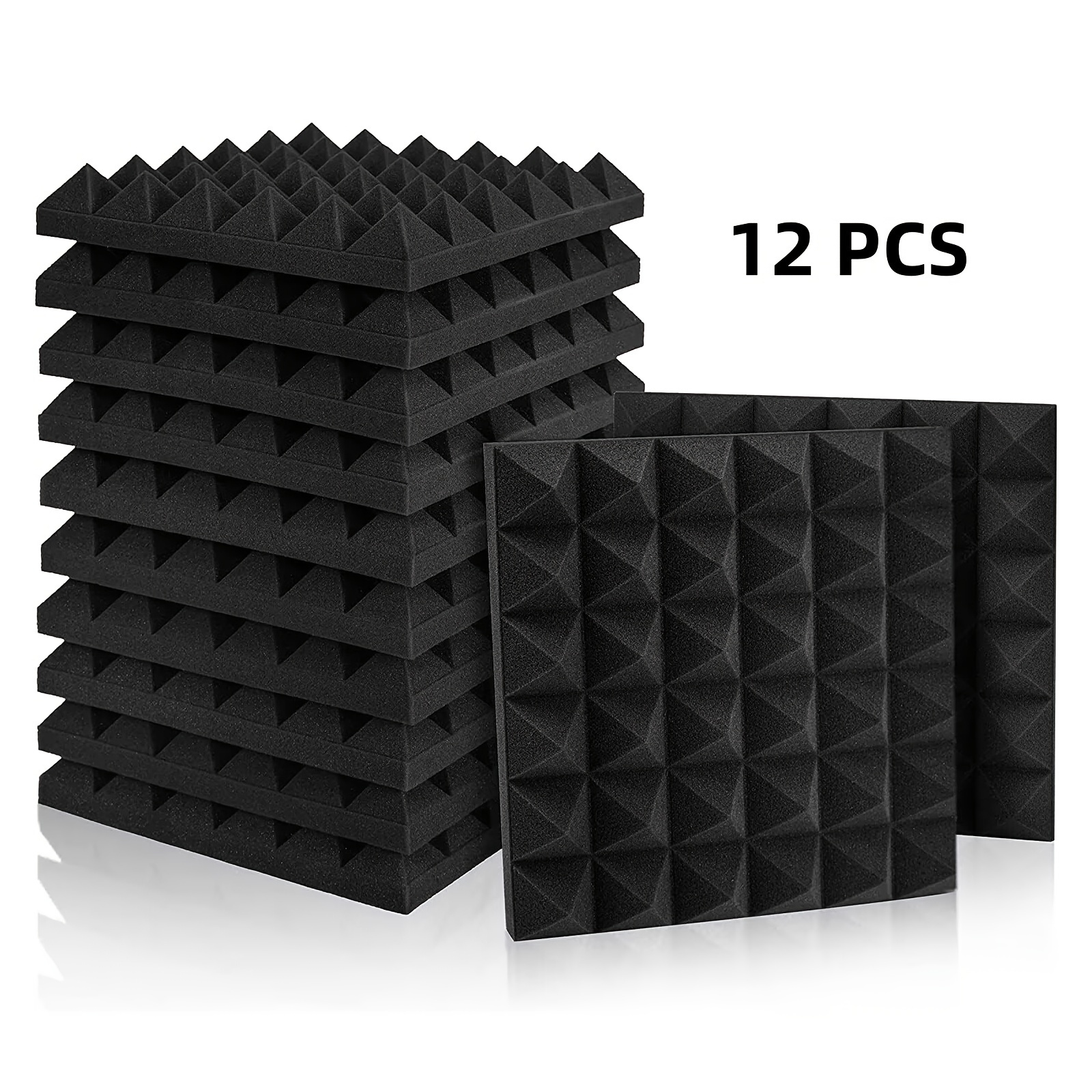 12 pack black 30 30 5cm high density   pyramid design acoustic panels suitable for conference rooms offices training classes soundproof wall panels recording   vocal   home theaters acoustic  