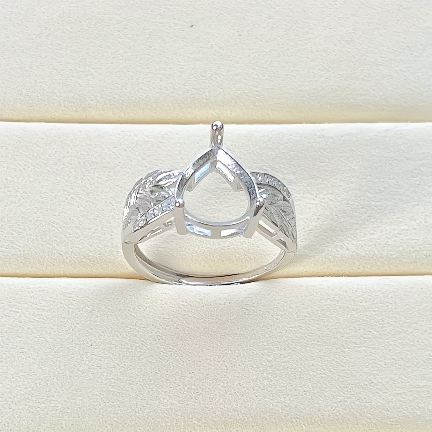 925 Silver Adjustable Ring w/Pendant 5A CZ DIY Charm Birthdays Weddings