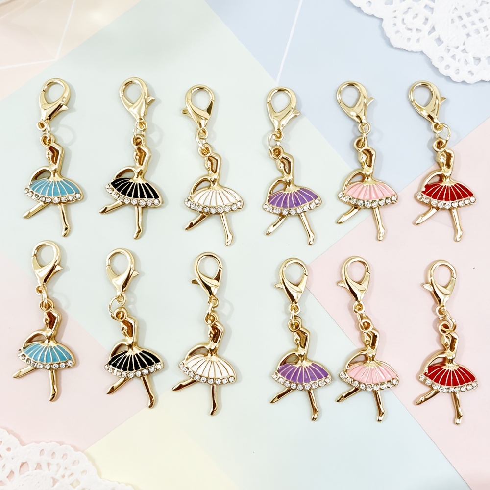 TEMU Portachiavi a forma di ballerina da 12 pezzi, colori casuali, regalo di compleanno per donne e signore, decorazione multifunzionale per borsa