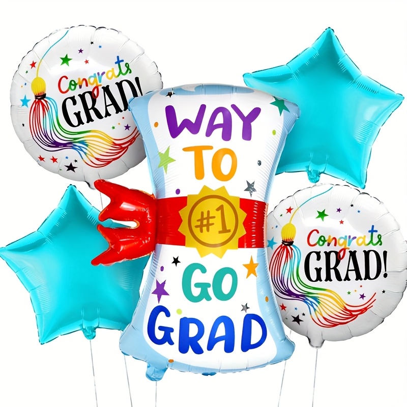 7 Pezzi Palloncini Laurea, Congratulazioni Palloncino, 22 Pollici Ballons Alluminio in Nero Oro, Festa di Laurea Decorazione, Accessori per Decorazioni per Feste(A