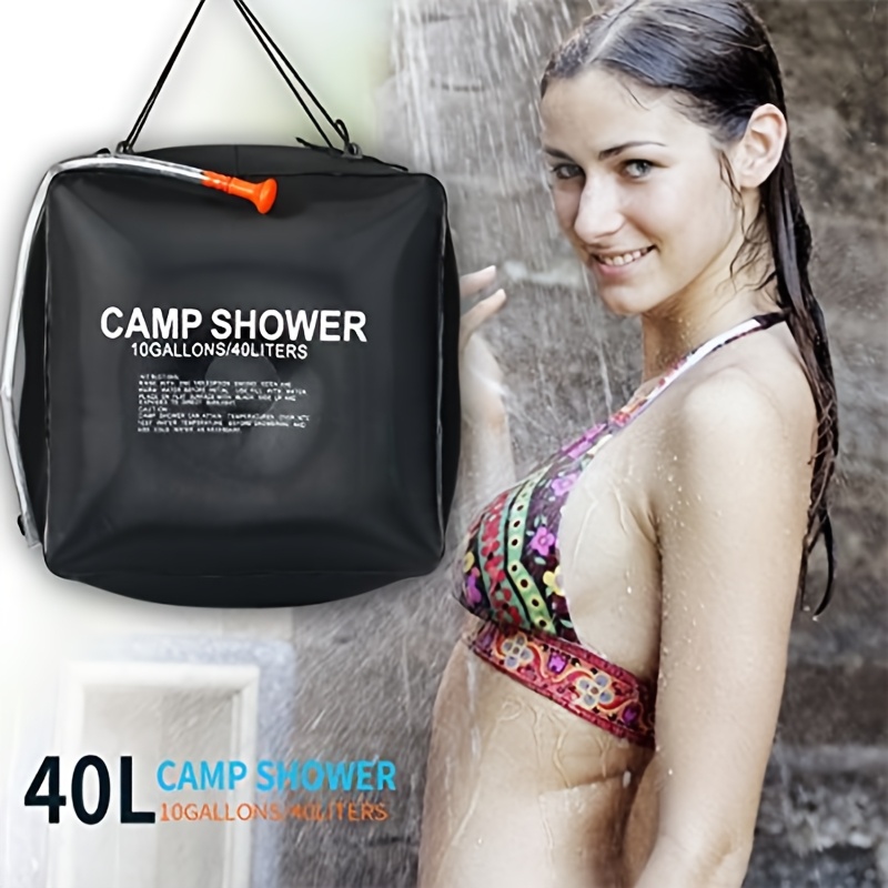 10.57gal Portable Outdoor Camping Shower Bag, PVC Waterproof Bath Bag with Handle, Shower Hose and Drain Valve for Camping, Hiking, Travel