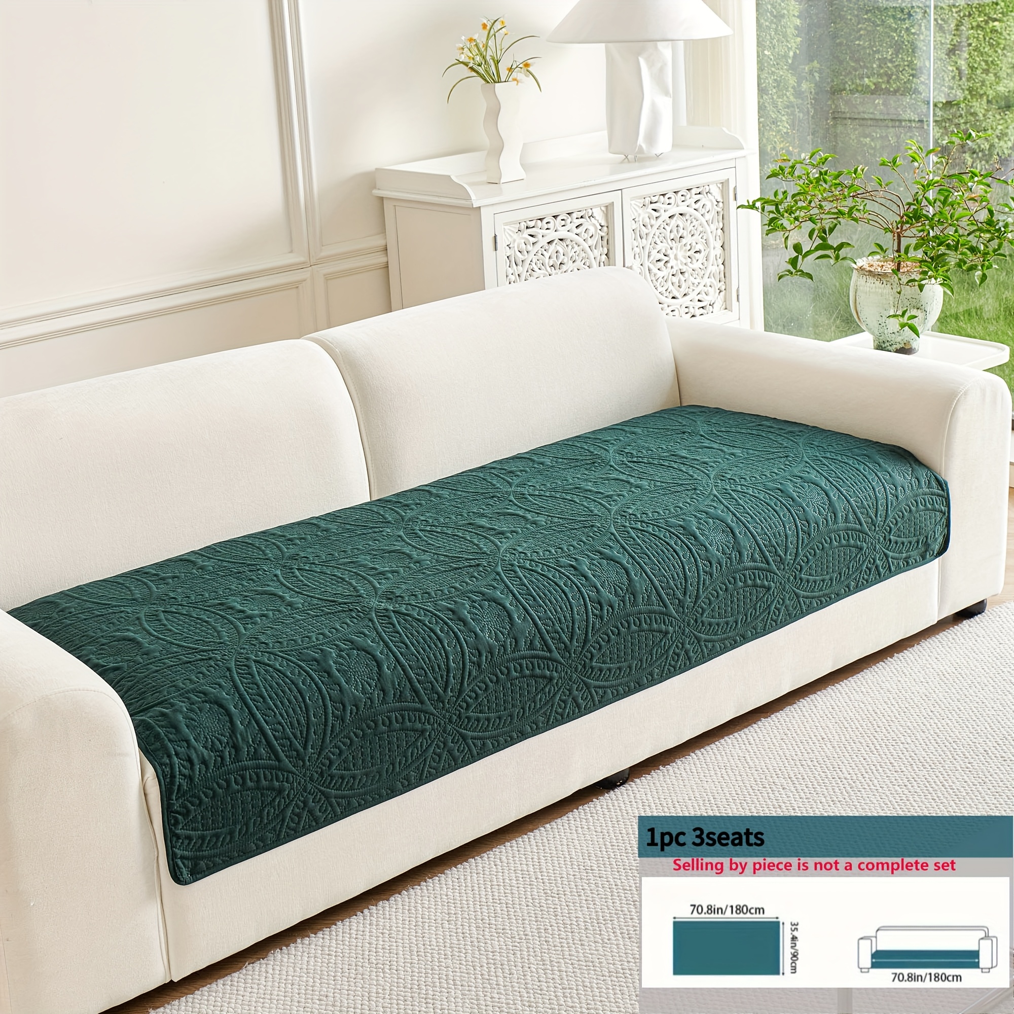 TEMU [european Ultrasonic] 1pc Anti Slip Bohemian Style Sofa Cushion, Featuring A Quilted Design, Easy To Clean, Suitable For Single Seater To 4