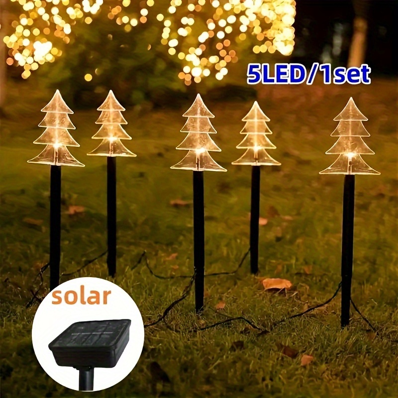 Décorations Solaires De Noël – Lot De 8 Lumières Solaires Formes étoile, Flocon, Sapin, élan – Pour Jardin, Allée, Terrasse