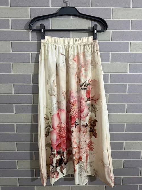 1pc womens vintage floral print midi skirt with pockets casual polyester 95 elastane 5 woven skirt for