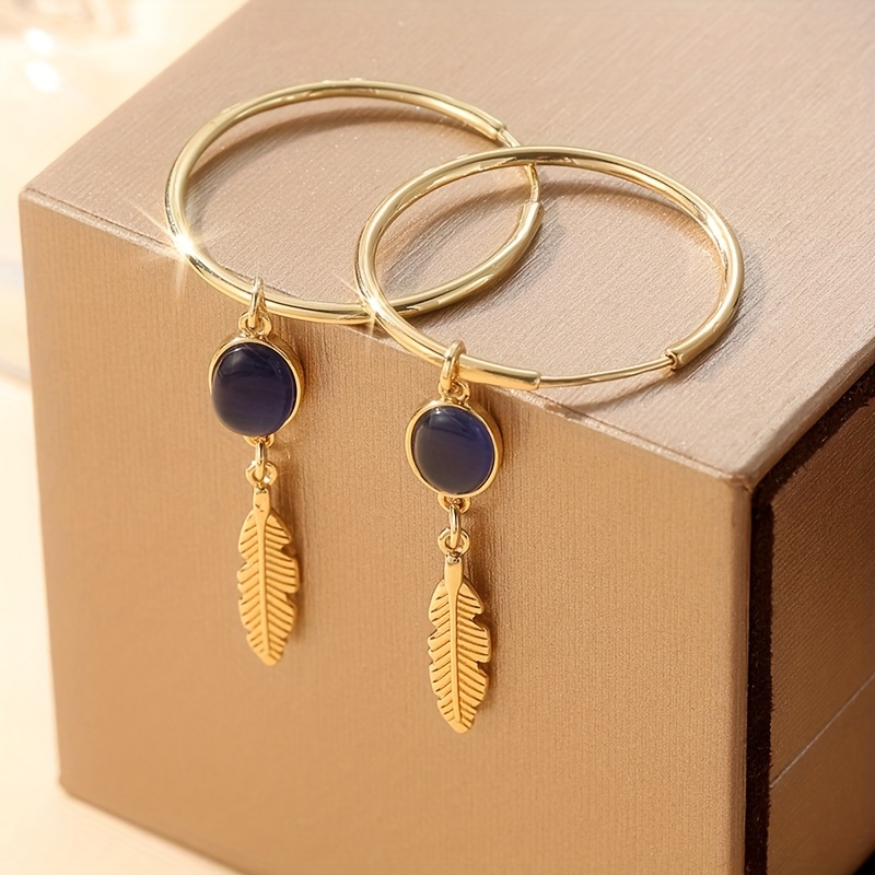 E-shop Böhmische, Retro, modische goldene Kreisohrringe, Kupferprodukte, hängende Federn, einzigartige Charme Damen Anhänger Ohrringe