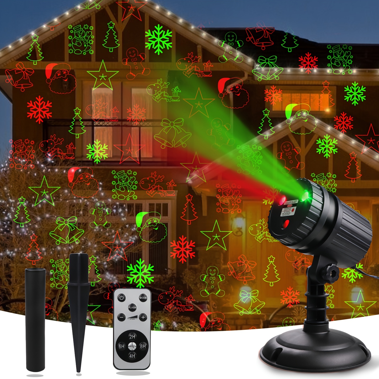 

Christmas Laser Lights Projector - Outdoor Xmas Decoration, Remote Control, 8 Patterns For Yard, Patio