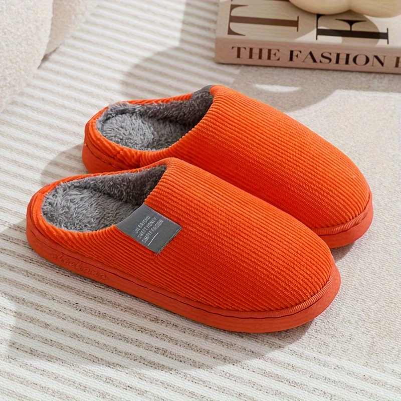 TEMU Winterready, Cozy Men's Fleece-lined Slippers - Warm, Non-slip, Casual Indoor Shoes For Fall/winter