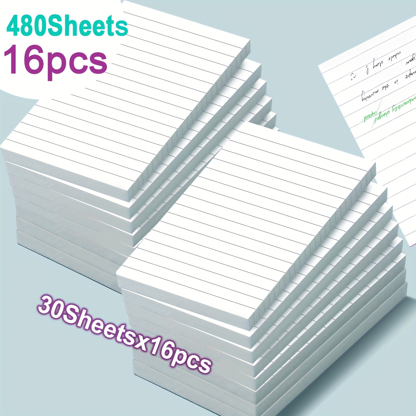 TEMU 16pcs, 480shets, Horizontal Sticky Notes-a6, Sticky Note Pads, , Self-adhesive Notebooks, Strong Adhesiveickers, Per Pad, Easy To , Home And