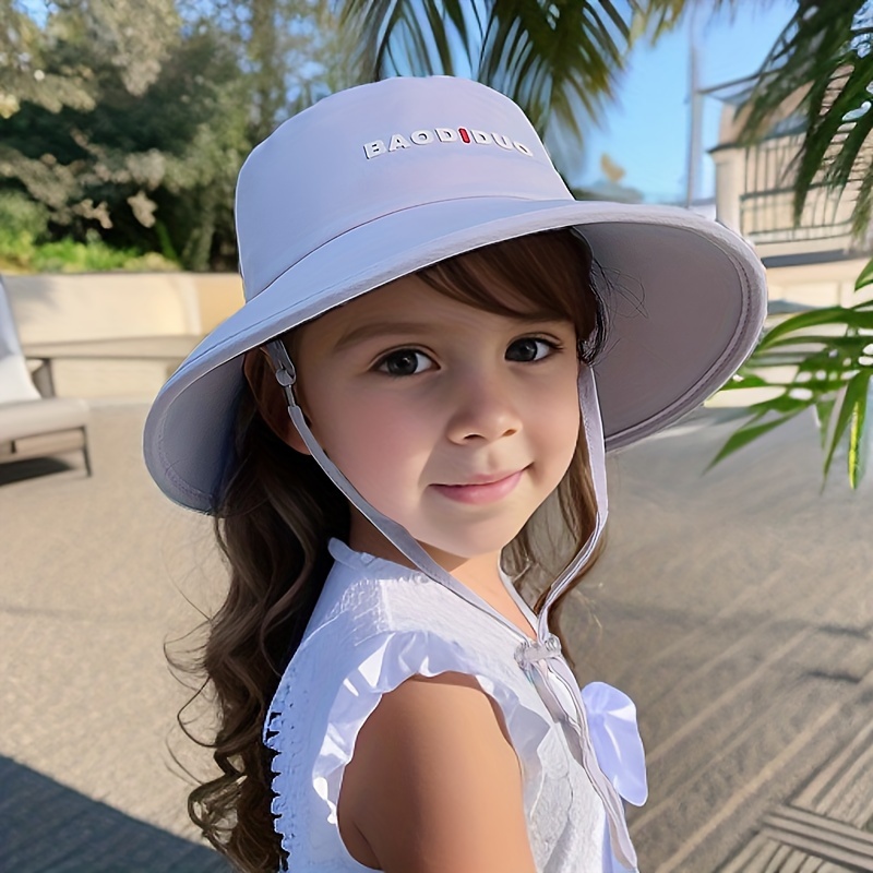 Kids Sunshade Bucket Hat With Shawl Neck Guard Wide Brim Sun - Temu Cyprus