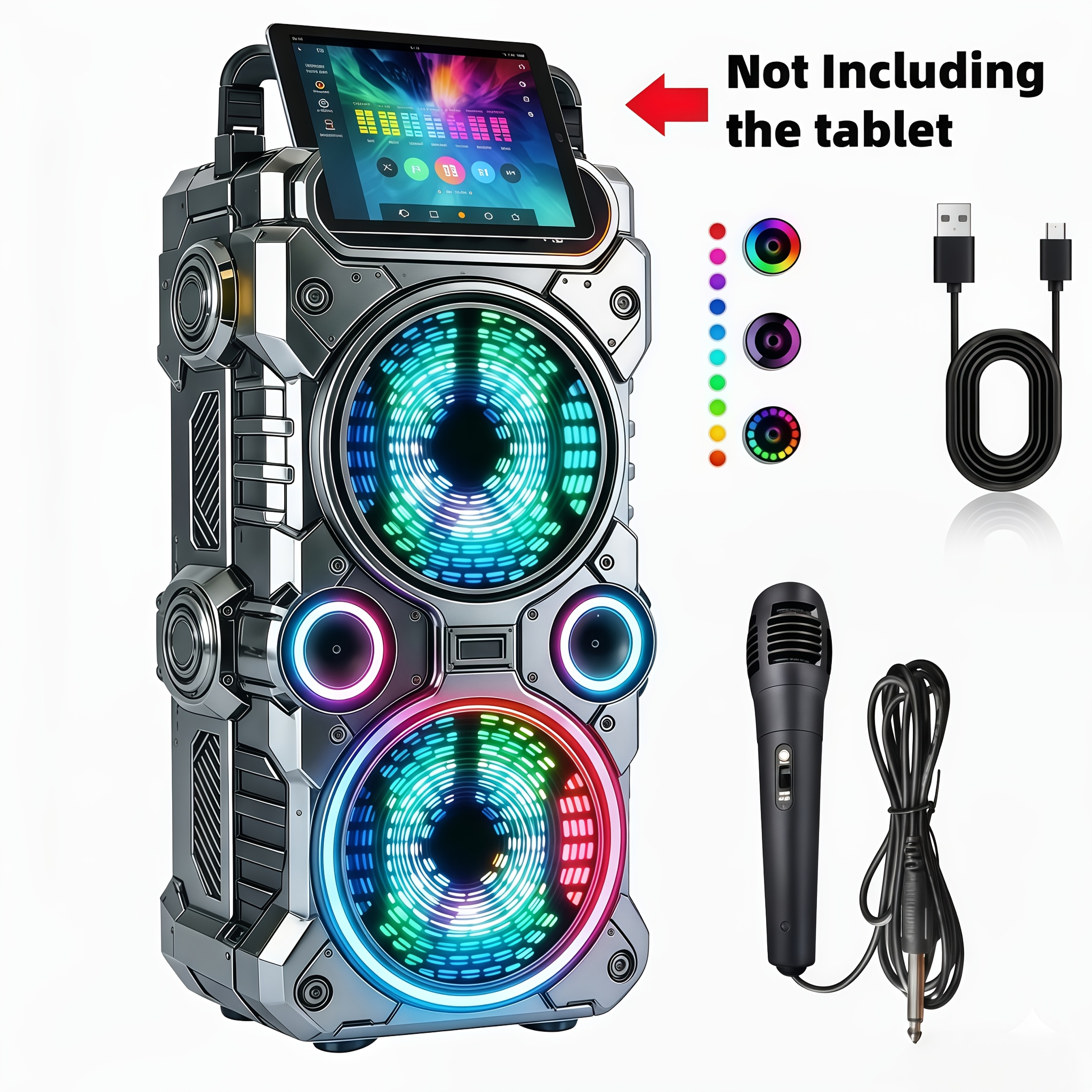 TEMU 2026 All-new Wireless Speaker -karaoke Machine With Wired Microphone, High-end Fashionable Design, Pa System With Colorful Led Lights, Supports