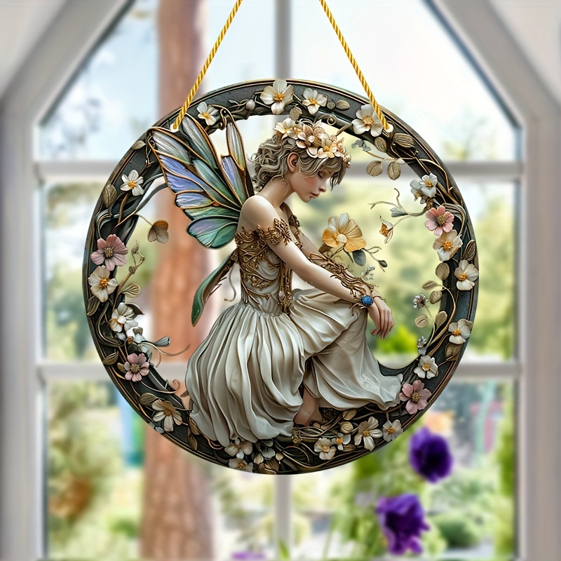 1pc acrylic sign elf fairy decorative window art window sun catcher elf fairy window decoration acrylic sun catcher 8 8in 20x20cm room decoration scene decoration bar decoration summer decor holiday gift give gifts to friends and family details 1