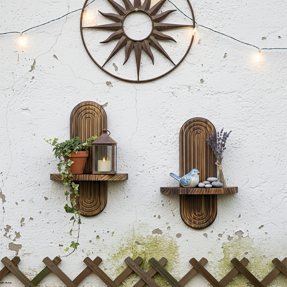 Wall Shelf, Bohemian Wall Shelf, Multi-functional Wall-mounted Floating Shelf - Suitable for Kitchen, Bathroom, Living Room, Office