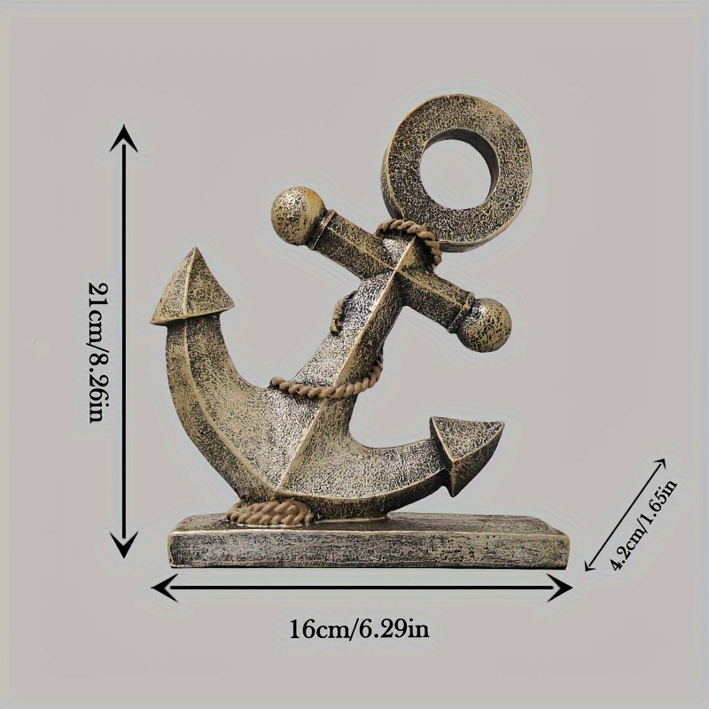 Image of 1pc, Ship Anchor Ornament, Vintage Resin Craft, A Perfect Gift For Sailors And Maritime Enthusiasts, Room, Room, Office, Desktop Decoration, Home Decor.