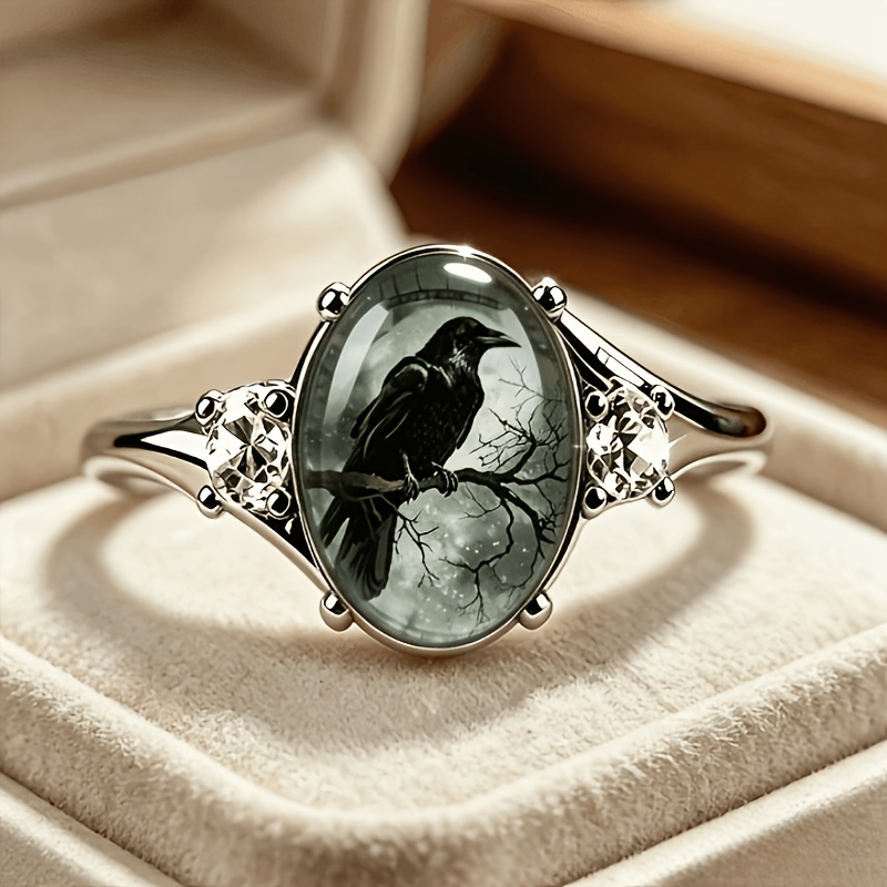 TEMU Vintage Oil Painting Pattern Of - Fashionable Women's Ring, Easy, Hypoallergenic, Skin-friendly Jewelry, Suitable For Commuting, Everyday Wear,