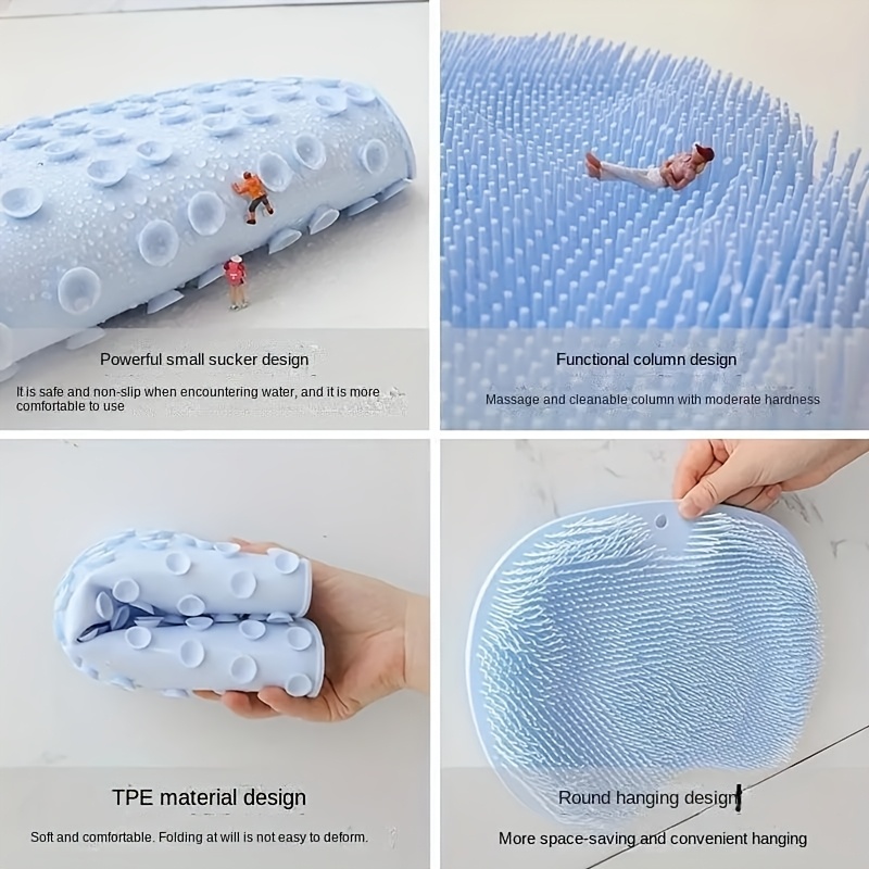 silicone bathtub massage mat with suction cups shower   back scrubber wall mounted exfoliating pad for   bathing experience perfect gift for halloween christmas valentines day details 4