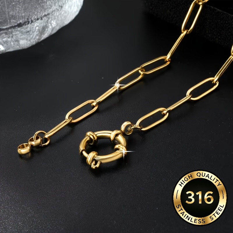 316L Stainless Steel Paperclip Chain Necklace, Unisex