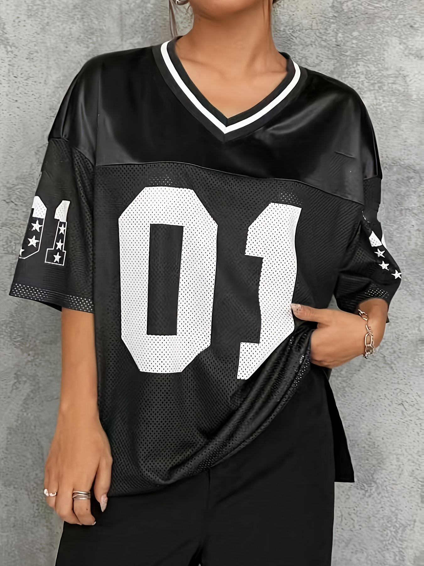 women's v neck jersey t shirt number 01 short - Temu Canada