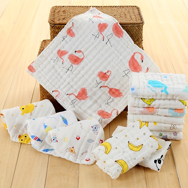 Conjunto de 5 Lenços Quadrados de Algodão     | Gaze   Densidade de 6 Camadas, 10.6X10.6 polegadas, Padrões Aleatórios Modernos Para Uso Diário, Ideal Para Halloween, Presentes de  