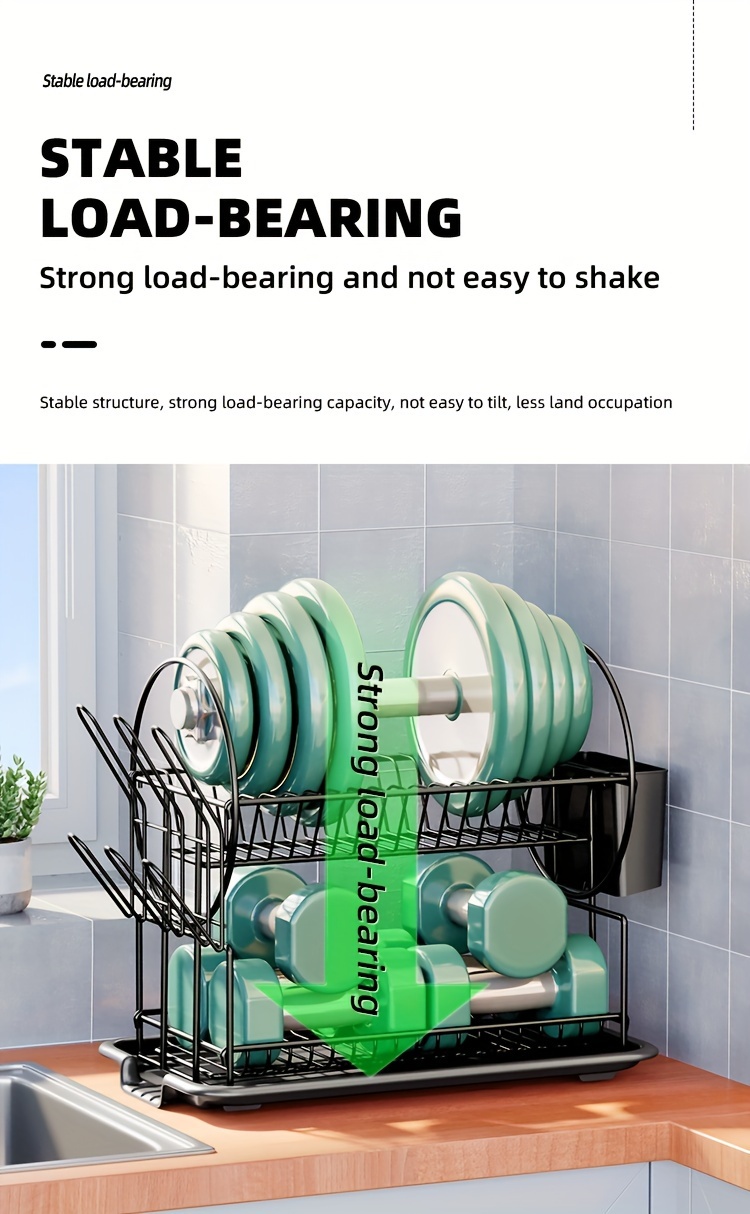 a   of two layer drying innovative storage rack a multifunctional large capacity shelf for the kitchen minimalist decor detachable and easy to   black Product details 4