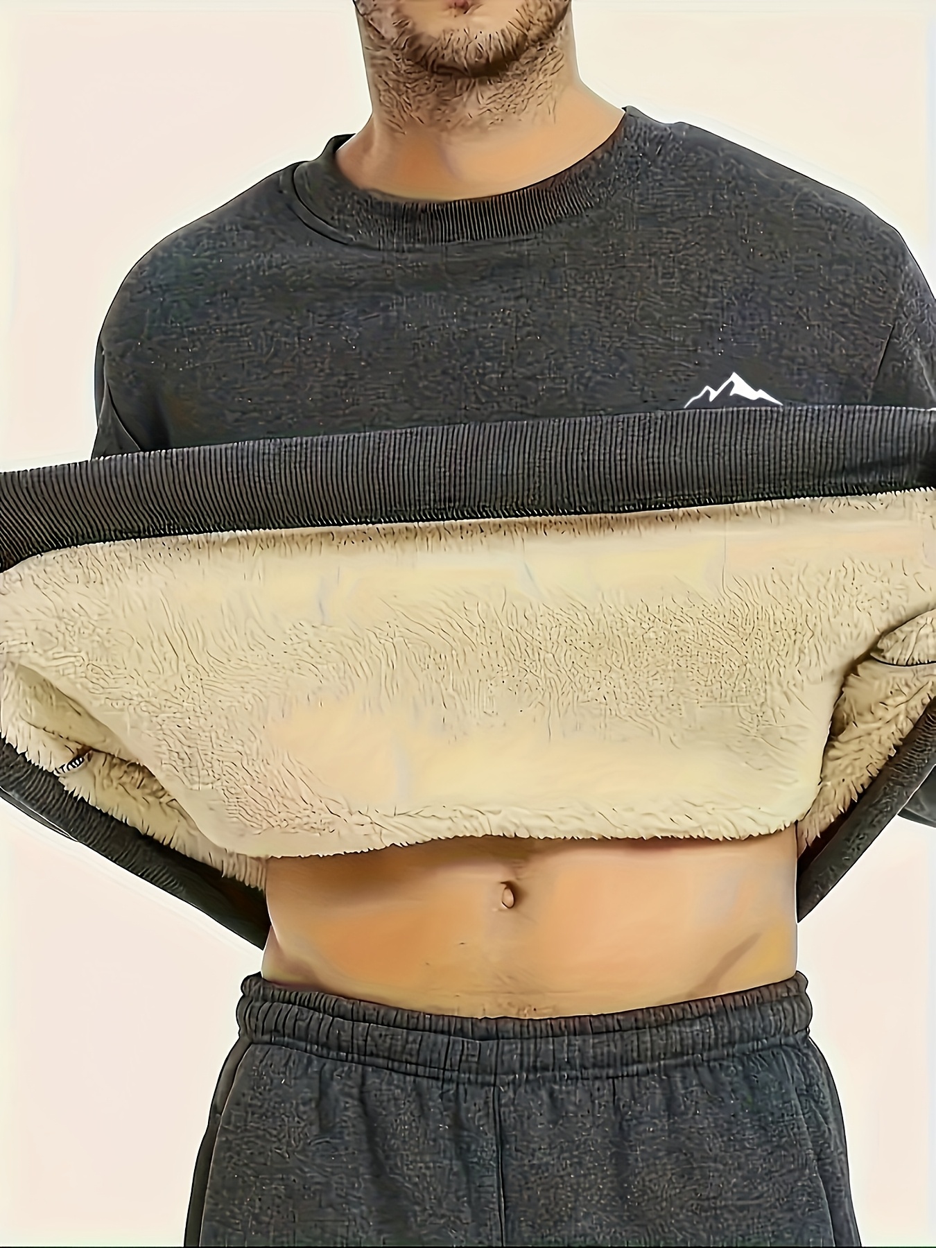autumn and winter mens crew neck sweatshirt with fleece lining and extra thickness for  