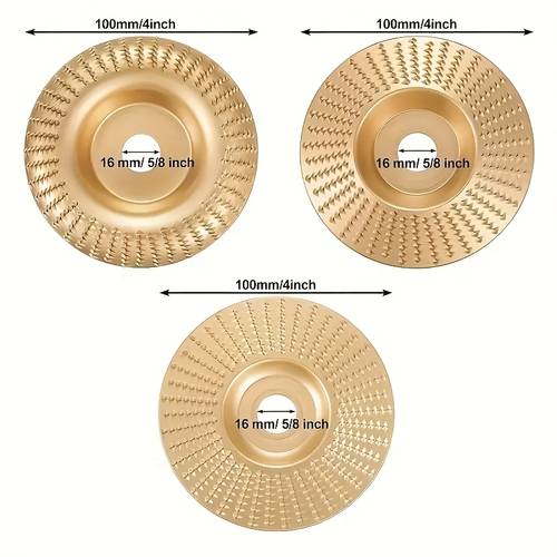 3pcs set woodworking wood carving grinding shaping discs wheel set file discs carbon steel material 16mm inner hole diameter wood grinding wheel grinding wheel carving tool angle grinder angle grinder grinding wheel