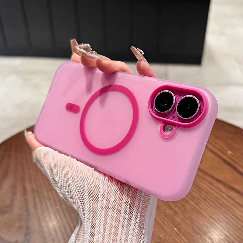 TEMU Phone Case: Same Style Rose Pink Phone Case, Suitable For Iphone 16, -feel , Transparent Full-coverage For 16 Plus, 15 Pro Max, Wireless