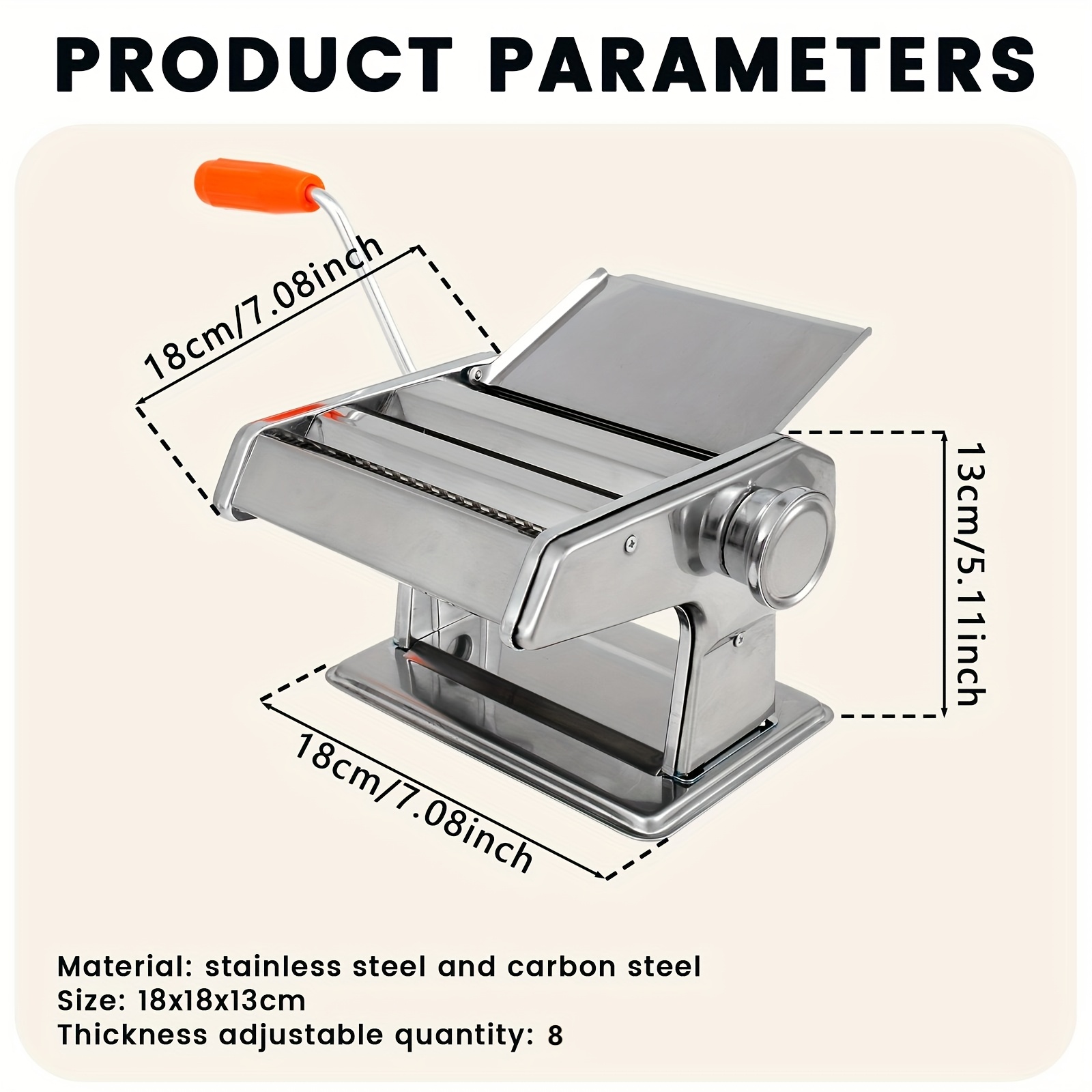 stainless steel manual pasta maker dual cutting blades Temu