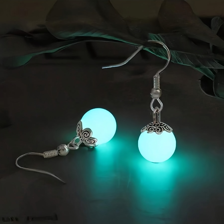 TEMU 1 Par de Pendientes Colgantes de Cuentas para Mujer, Joyería de Halloween Luminosa que en , Pendientes Colgantes 3D Luminosos