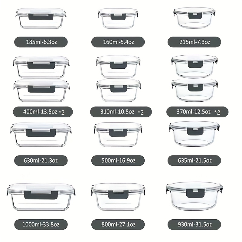 24pcs 12 lids 12 containers glass food storage containers with lids ideal for meal   storage lunch use leak proof sealed glass lunch box suitable for microwave oven fridge and dishwasher local warehouse Product details 1