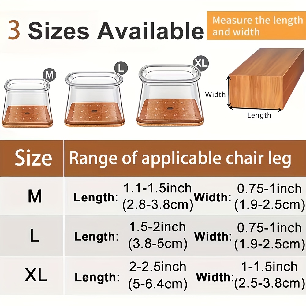 E-shop 24 Stück Neue Rechteckige Silikon Stuhlbein Bodenschoner Anti-Rutsch Möbel Pads für Hartholzböden, Kratzfeste Stuhl, Tisch Sofa Pad Abdeckungen.