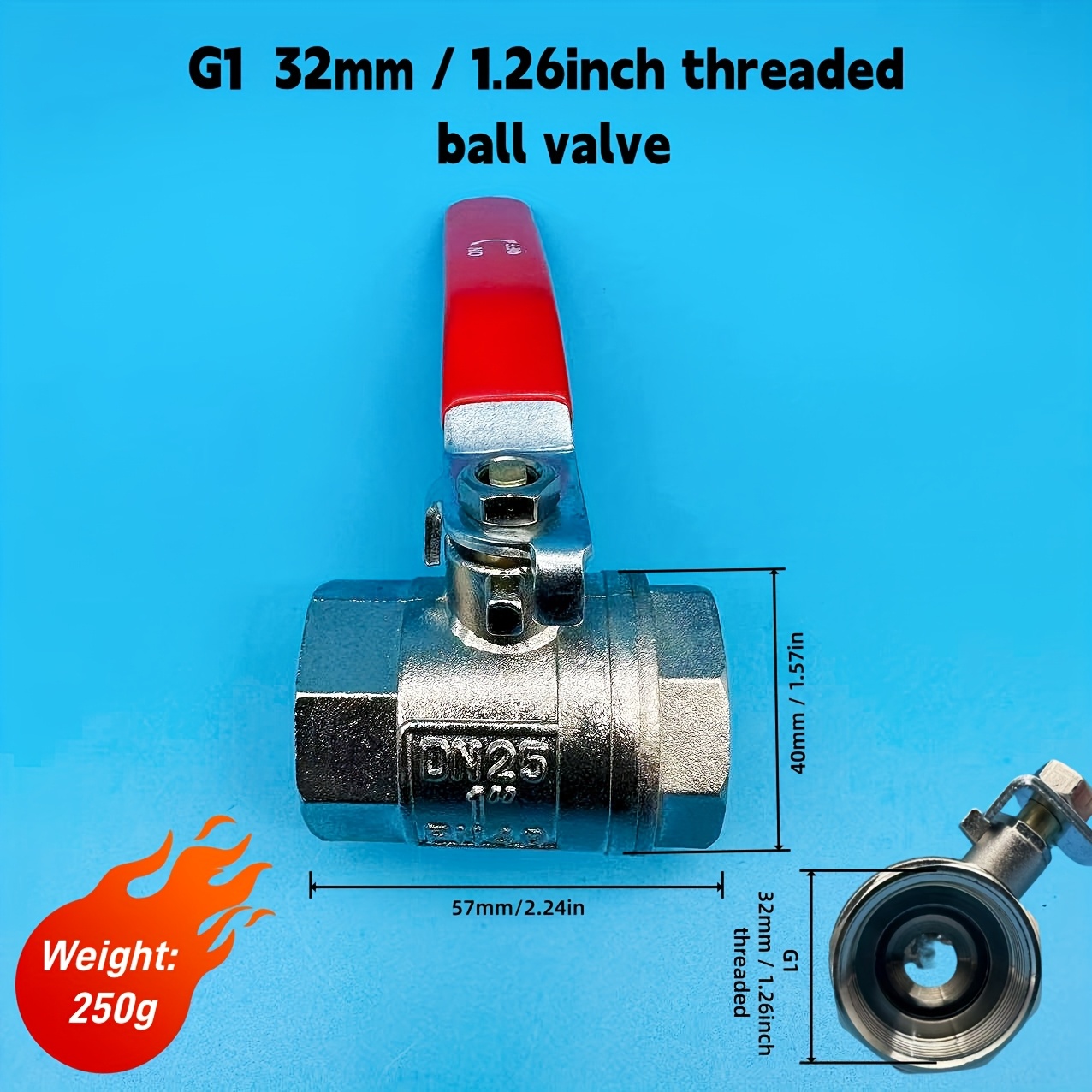 Image of Heavy-duty Thickened Ball Valve, Water Switch, Industrial Valve, Sizes G1/2, G3/4, G1, G1-1/2 (0.79//1.26/1.54 Inches), High Quality, Freeze-resistant, Corrosion-resistant Ball Valve