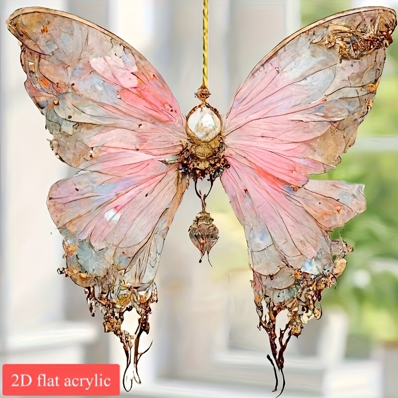 

1pc Pink Acrylic Hanging Ornament - 2d Decorative Pendant For Keychain, Car, Backpack, Home Decor, Christmas Gifts
