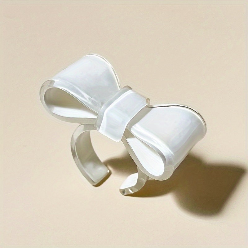 Resin Bowknot Rings Checkered Block Statement Rings for Women
