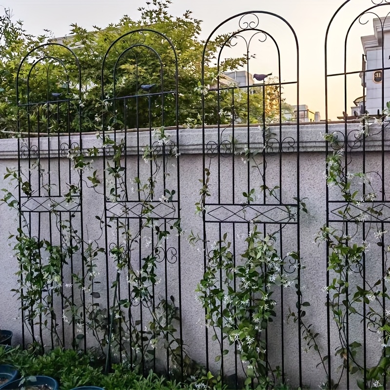 heavy duty outdoor garden fence elegant floral support for climbing plants roses   ivy sturdy metal plant trellis with     patio balcony yard black metal garden stake decorative garden fence patio decor   material landscaping professionals balcony gardening weatherresistant material home  