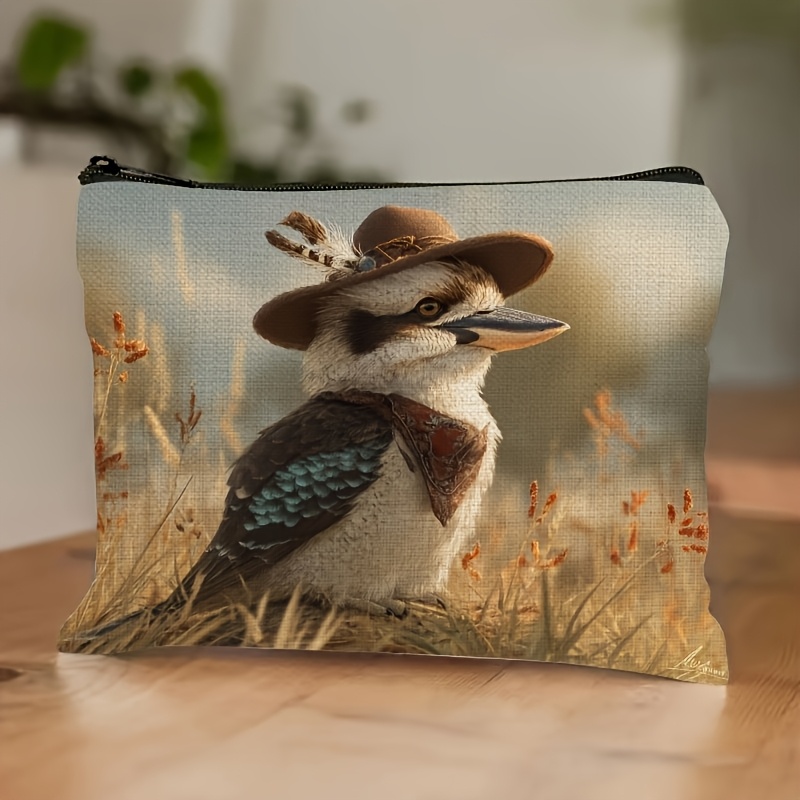 TEMU 1pc 2d Printed Cute 's Makeup Bag—australian Wildlife Cosmetic Organizer Pouch, Travel Toiletry Bag For Women, Birthday/graduation Gift For Bird