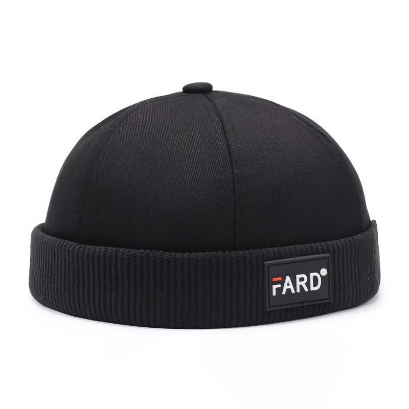 E-shop Frühling Herbst Neue Retro Farbblock Yupi-Mütze ohne Krempen, modische trendige Buchstaben-Vermieter-Mütze für Herren, künstlerische
