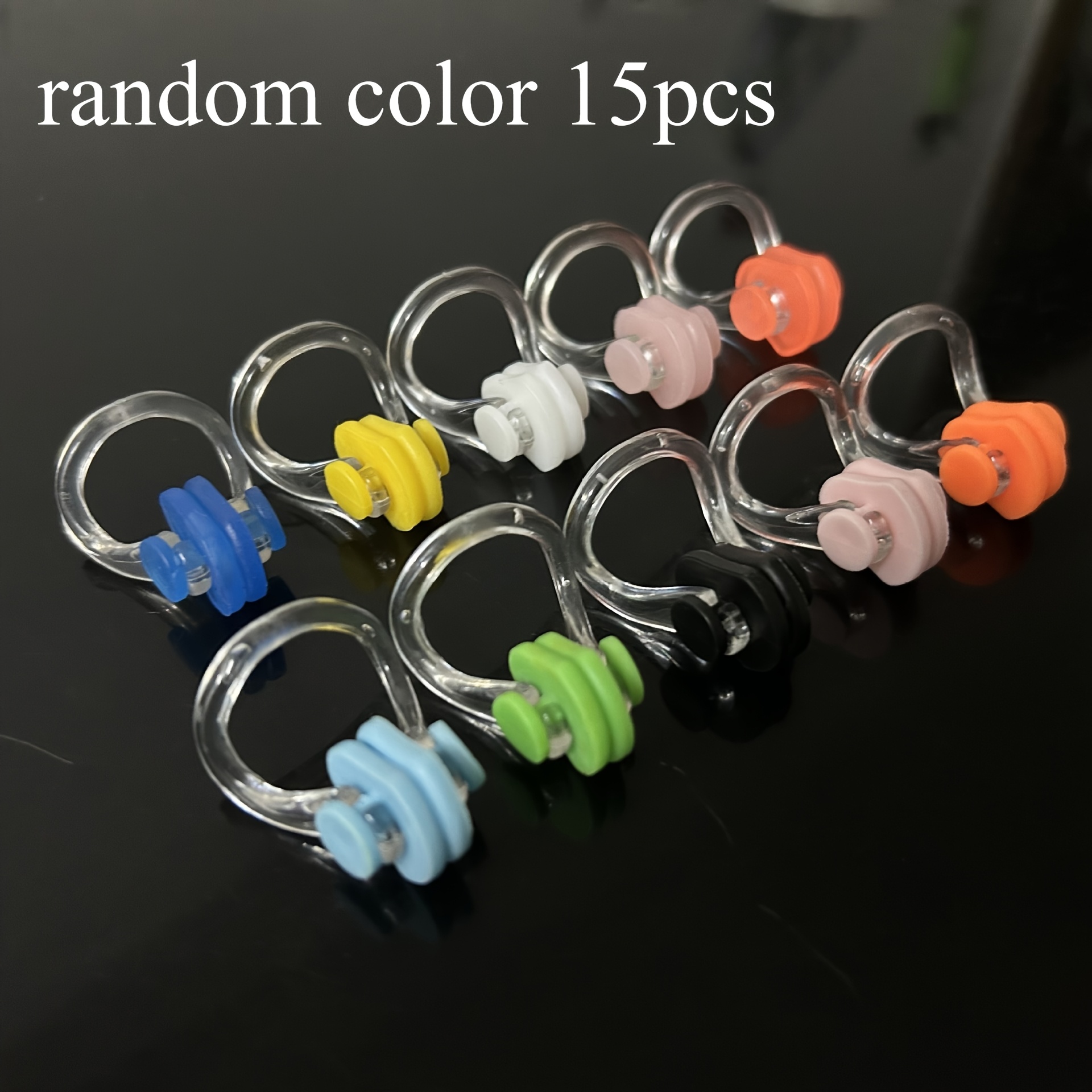 15pcs Random Color Nose Clip Swimming Additions, Adult Waterproof Silicone, Anti-slip Training, Anti-asphyxiation Water Equipment