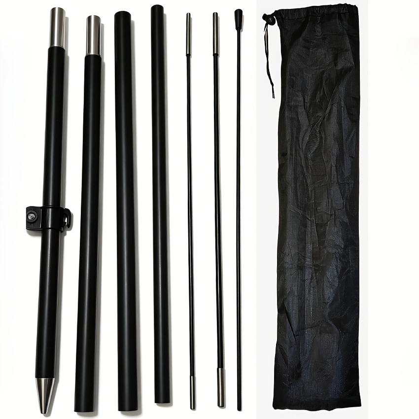 TEMU Kit de para de pluma de 8.2FT, de de aleación de aluminio negro de resistencia con estaca y bolsa de transporte portátil, para banderas de pluma
