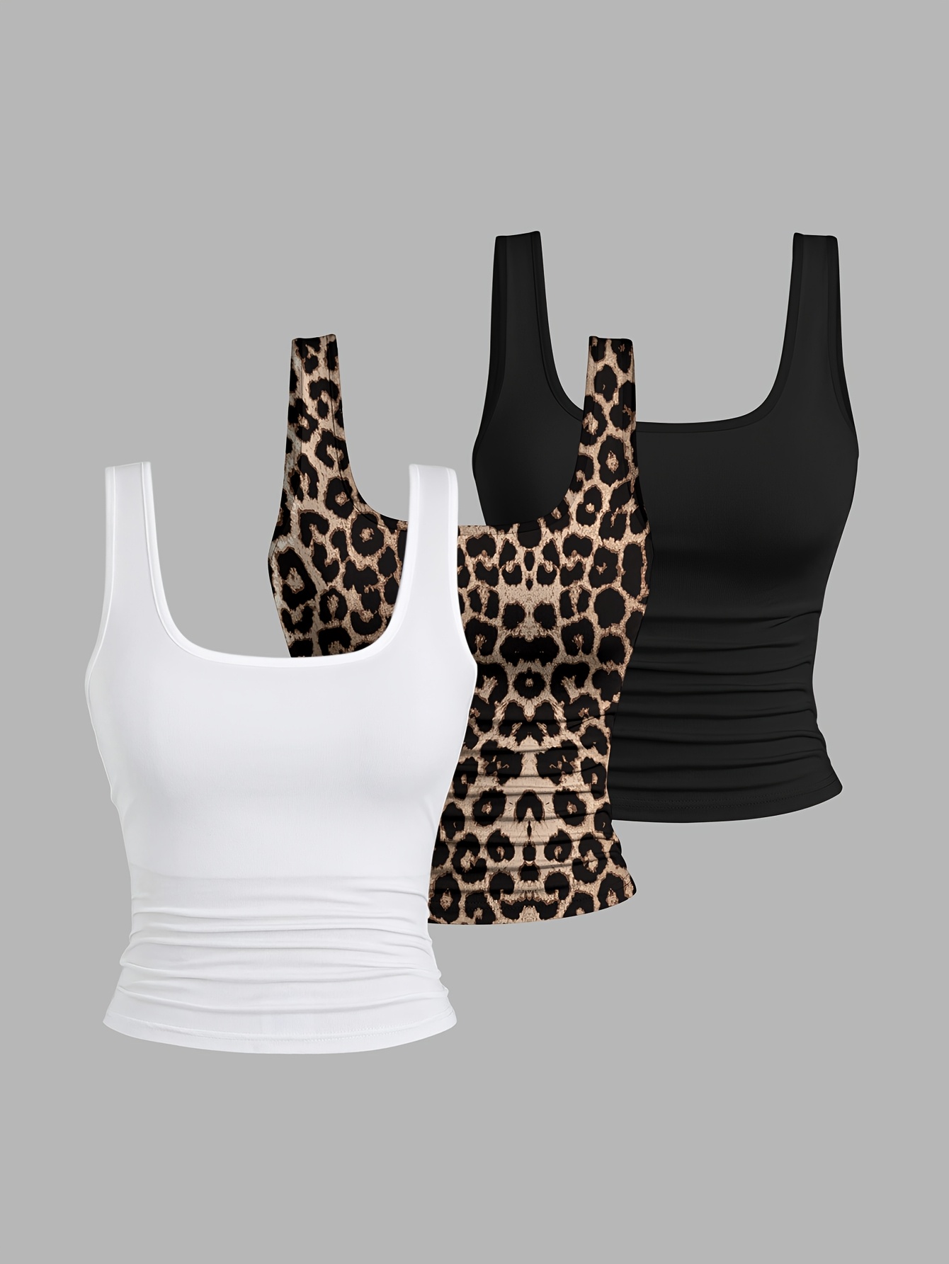 plus size plus size plus size three piece elegant solid color printed wide strap vest