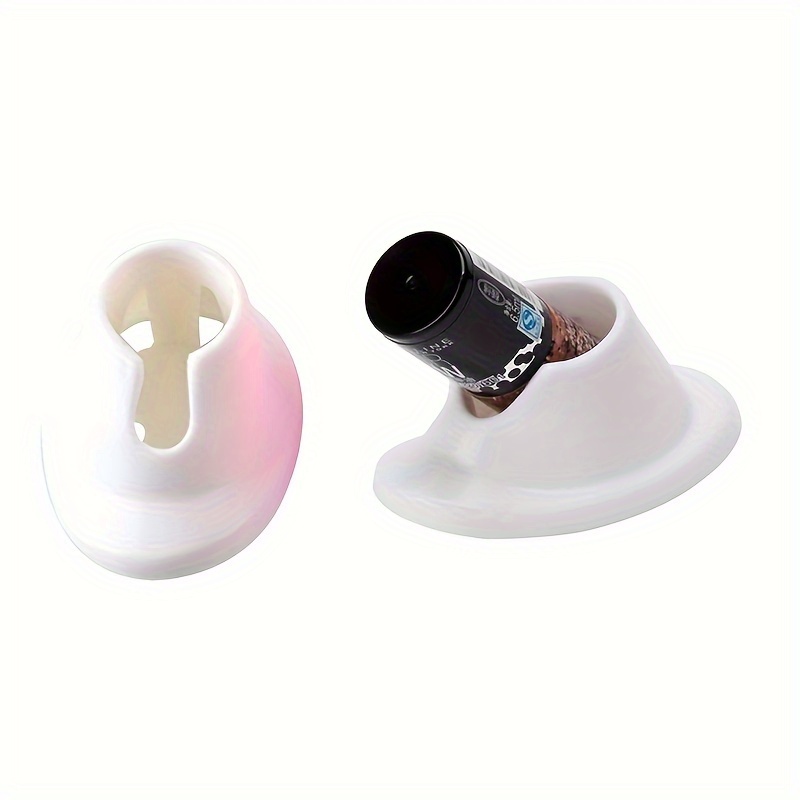 TEMU 2pcs Set Pink Rubber Nail Polish Bottle Holder Display Manicure Tool Anti-spill Bottle Stand Manicure Supplies Nail Organizer Display Foot And