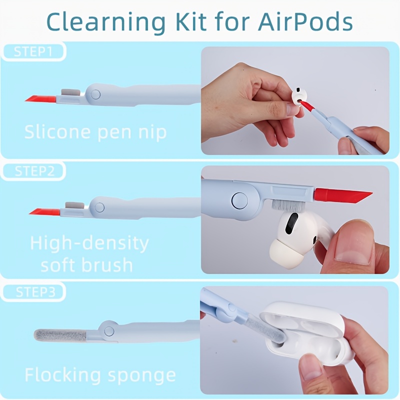 1pc 7 in 1 wireless headphone cleaning pen earplug cleaning pen keyboard cleaner earplug cleaning brush laptop screen keyboard headphone cleaning kit multifunctional cleaning brush tool key remover details 4