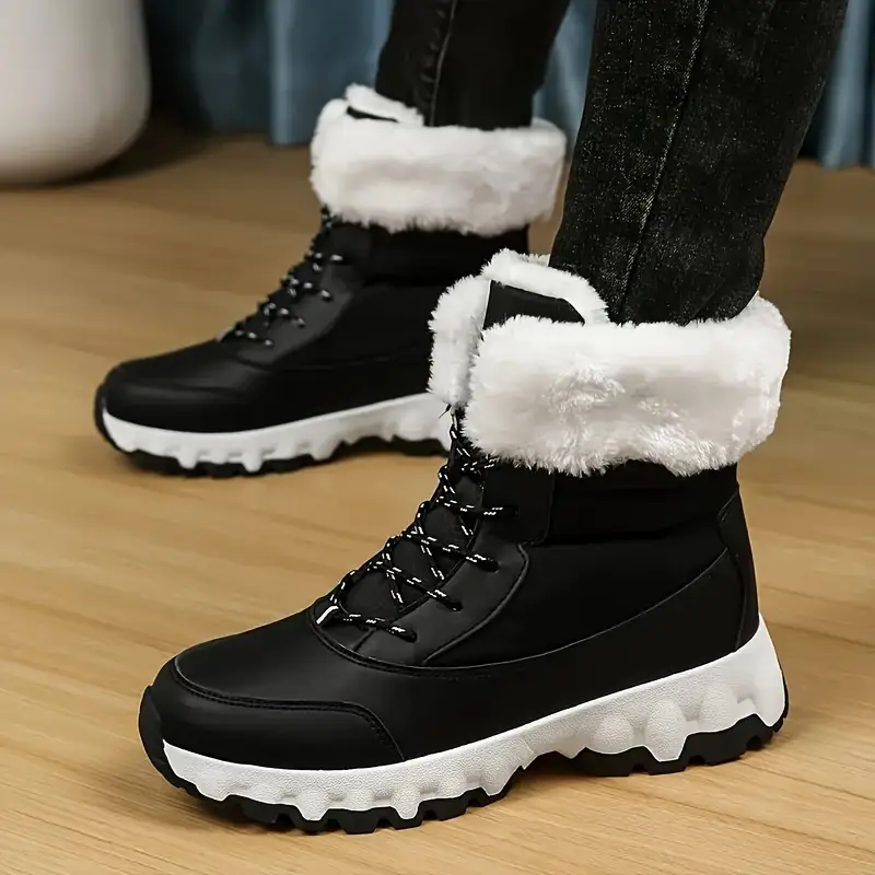 womens winter fashionable versatile anti slip plus velvet wear resistant comfortable warm trendy casual sports snow boots details 9