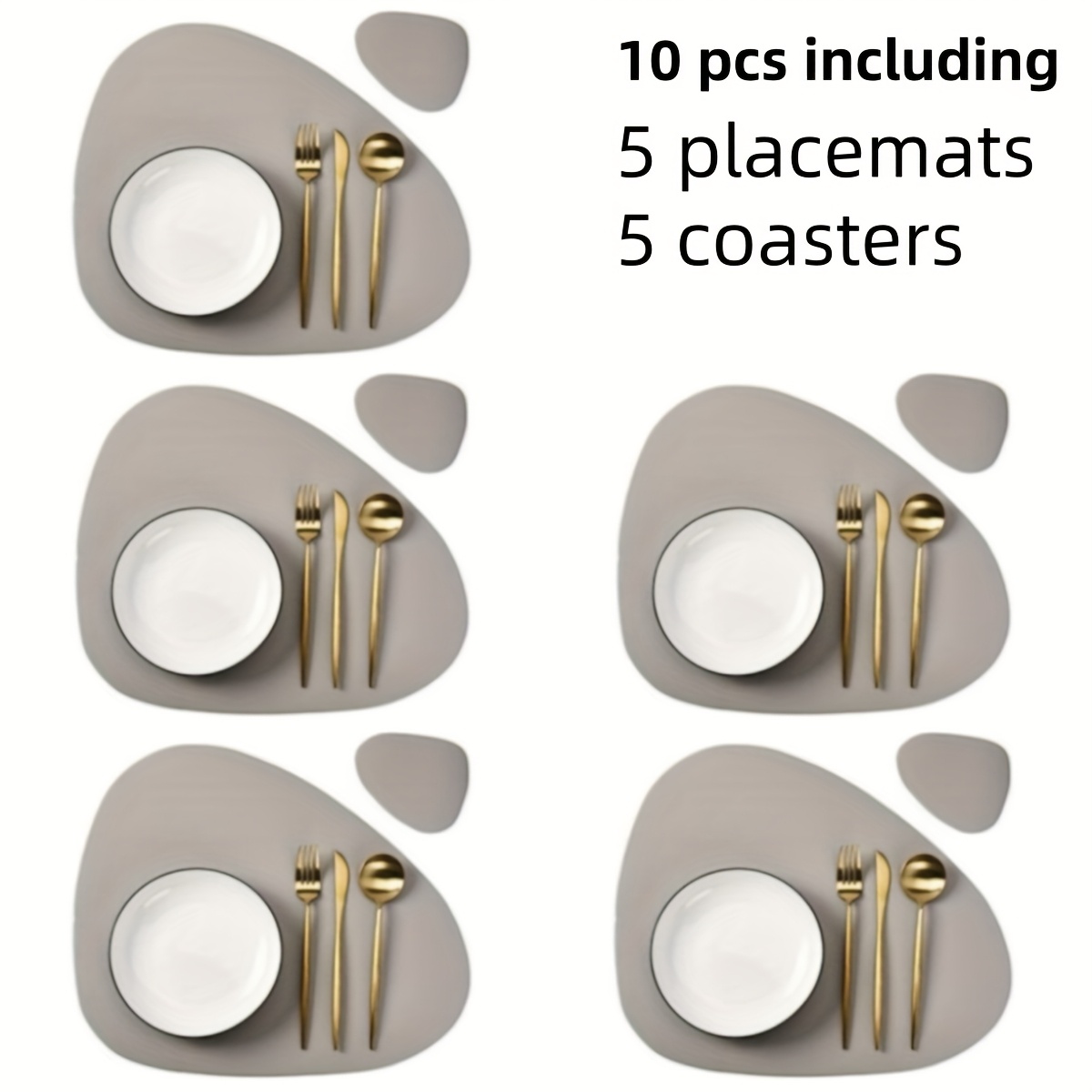 10pcs (5 Placemats + 5 Coasters) Triangle Placemat And Coaster Set, Heat Insulation, Easy To Clean, Table Decoration Placemat And Coaster, Wedding Placemat, Birthday Party Placemat